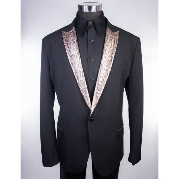 J Ferrar SLIM Tuxedo Blazer Tuxedo Jacket Coat Sz 48R Snake Pattern Two Button - Picture 2 of 13